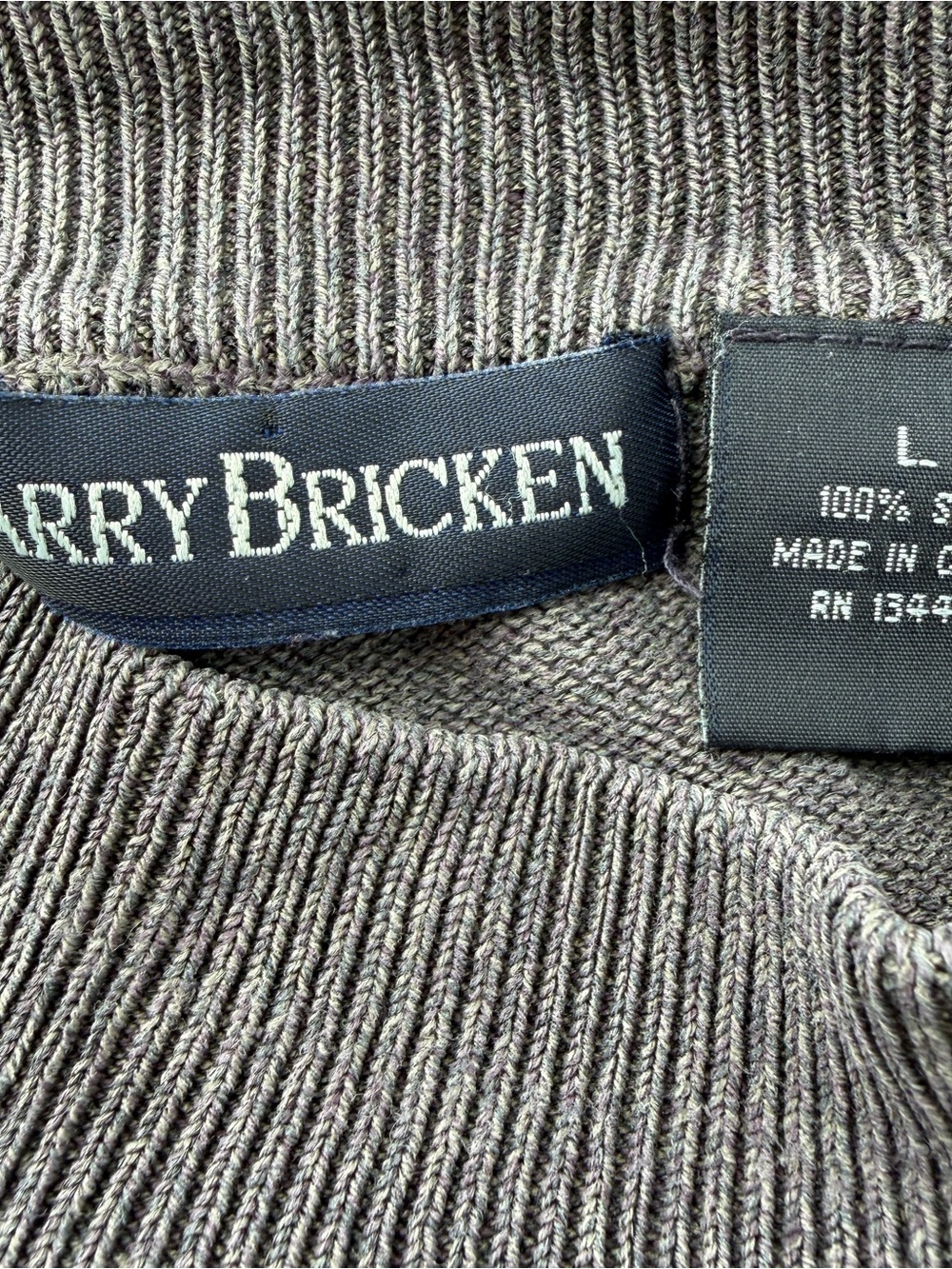Vintage Barry Bricken Men's 100% Silk Crewneck Marled Sweater Quiet Luxury Sz L - Picture 3 of 7